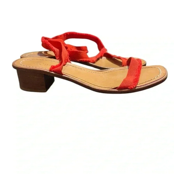 J. Crew Fringed Grosgrain Ribbon Block-Heel Sandals – Size 7.5 - Picture 3 of 6